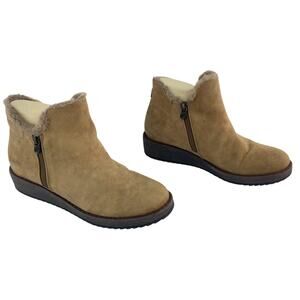 Blowfish Tan Suede Faux Fur-Lined Wedge Shearling Boots Women’s 8.5 Preowned